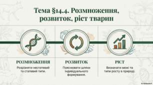 7 клас НУШ. Розмноження, розвиток, ріст тварин