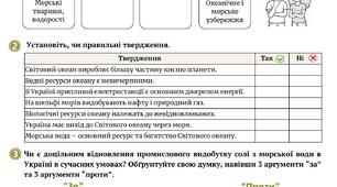 Робочий аркуш "Як ресурси Світового океану можна використати для розвитку України" ("Ресурси Світового океану")