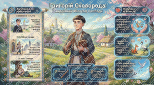 8 клас Григорій Сковорода. Байки «Ворона й Чиж», «Орел і Черепаха» (із збірки «Байки харківські»).  Короткі відомості про митця. Алегоричність і філософська мудрість у байках Г. Сковороди. Ідея «сродної праці» (праці за покликанням).