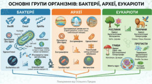 Матеріали до уроку. 🌱🦠🧬Основні групи організмів: бактерії, археї, еукаріоти.