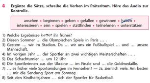 Ergänze die Sätze, schreibe die Verben im Präteritum. (St. 46 Üb. 4)