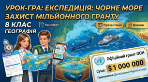 Урок-гра з географії (8 клас): «Експедиція: Чорне море. Захист мільйонного гранту» (Конспект + Презентація + Бланк для друку)