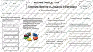 6 клас НУШ Робочий аркуш "Земельні ресурси. Людина і біосфера" (з відповідями)