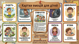 Безкоштовно! Набір карток для розвитку мовлення «Емоції дітей» 12 штук