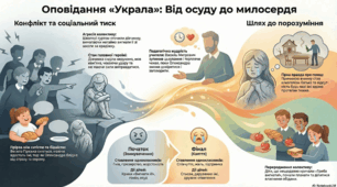 Інфографіка до твору Бориса Грінченка «Украла».«Украла» – оповідання про життя сільської школи в поневоленій Україні. Динамічність  оповіді. Психологія вчинку Олександри. Ідея розуміння людської душі, співчуття, прощення.