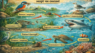§ 44 Які взаємозв’язки організмів у прісній водоймі, морі чи океані