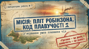 Презентація до уроку фізики у 7 класі "Лабораторна робота "Перевірка умов плавання тіла" (або "Пліт Робінзона. Код плавучості"