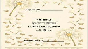 Річний план роботи асистента вчителя для 1 класу (3 рівень підтримки)