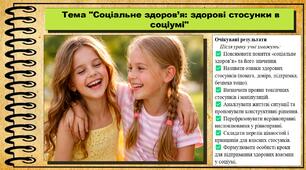 Соціальне здоров’я: здорові стосунки в соціумі. Здоров'я, безпека та добробут. 8 клас. До підручника Шиян О. та ін.