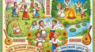 Календарно-обрядові пісні. Ілюстрації з коротким описом. НУШ