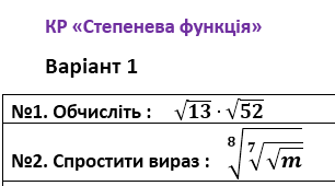 Контрольна робота 10 клас.