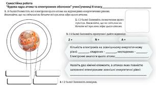 Самостійна робота “Будова ядра атома та електронних оболонок”