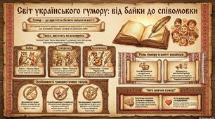 Світ українського гумору: від байки до співомовки (інфографіка 6 клас)