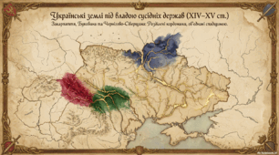 Українські землі у складі Угорщини, Молдови (Русо-Валахії) та Московії