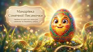 Пізнавальна презентація + квест + вікторина до Великодня  “Мандрівка Сонячної Писаночки” (45 слайдів)