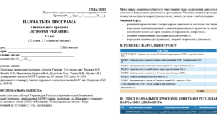 Навчальна програма з історії України для 9 класу розроблена за модельною навчальною програмою «Історія України. 7–9 класи» (авт. Бурлака О.В., Желіба О.В., Павловська-Кравчук В.А., Худобець О.А., Черкас Б.В., Щупак І.Я.),