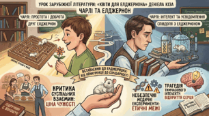 Даніел Кіз "Квіти для Елджернона". Ставлення Чарлі до миші Елджернона. Критика суспільних взаємин і небезпечних медичних експериментів у творі.
