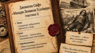 Тема уроку: Джонатан Свіфт «Мандри Лемюеля Гуллівера» (частина І). Сатиричне зображення дійсності у творі. Ліліпутія – Англія крізь зменшувальне скло сатири.