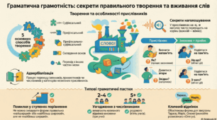 Творення прислівників. 7 клас. НУШ. Інфографіка.