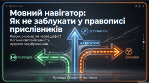 Правопис прислівників: разом, окремо, через дефіс. Презентація (варіант №1).