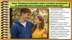 Соціально-емоційні зміни статевого дозрівання та міжособистісні стосунки в підлітковому віці. Здоров'я, безпека та добробут. 8 клас. До підручника Шиян О. та ін.