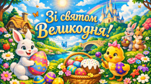 Святковий плакат "Зі святом Великодня"+Бонус Розмальовки.