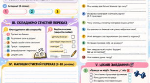 Робочий аркуш "Письмовий стислий переказ оповідання Б. Жолдака «Мудрість сили»"
