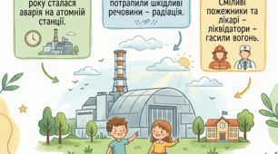 Навчальний плакат 2 "Чорнобильська трагедія" Формат A3, придатний для друку.