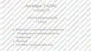 Комплексна підсумкова контрольна за робота з алгебри для 7 класу за групами результатів (НУШ) з відповідями та критеріями оцінювання