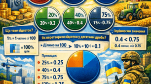 ⭐ «Відсотки: як перетворювати у десяткові дроби 10А4ЛИСТИ16А4 Постер для 5 класу НУШ»