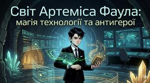 Інфографіка до твору Йоуна Колфера «Артеміс Фаул». "Світ Артеміса Фаула: магія технології та антигерої
