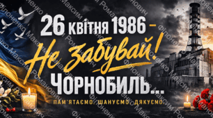 Розтяжка до 40 річчя Чорнобильскої катастрофи "26 квітня 1986 - Чорнобиль... пам'ятаємо, дякуємо, незабуваєм