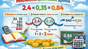 Самостійна робота "Множення десяткових дробів"