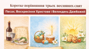 Порівняльний плакат "Песах, Воскресіння Христове і Великдень Дажбожий": коротке порівняння трьох весняних свят