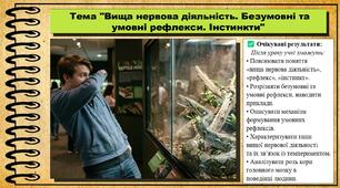 Вища нервова діяльність. Безумовні та умовні рефлекси. Інстинкти. Біологія. 8 клас. До підручника Тагліна О., Самойлов А. та ін.