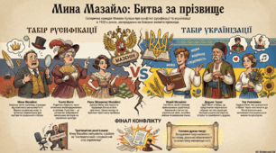 Інфографіка "Мина Мазайло". Битва за прізвище"