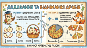 Додавання та віднімання дробів з однаковими знаменниками