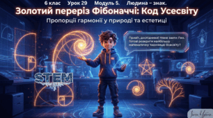 6 клас STEM урок 29 "Золотий переріз як універсальний  прояв структурної гармонії. Пропорції у природі та естетиці" Презентація + Робочий аркуш