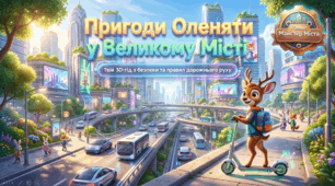 "Пригоди Оленяти у Великому місті: твій 3D-гід з безпеки дорожнього руху"