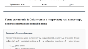Робочий аркуш "Історія людини і родини – частина історії України"