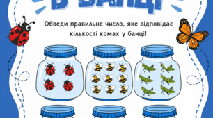 Знайди і порахуй. Завдання з математики в межах від 1 до 20. Комахи в банці