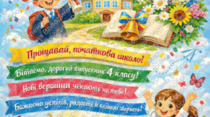 Святковий плакат «Вітаємо з закінченням початкової школи!»
