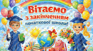 Святковий плакат «Вітаємо з закінченням початкової школи!» 2