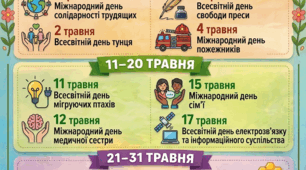 Інфографіка присвячена травню "Міжнародні дні травня"