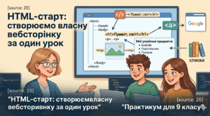 HTML-старт: створюємо власну вебсторінку за один урок. Практикум для 9 класу.