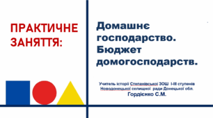 Практичне заняття з громадянської освіти для 10 класу за темою "Домашнє господарство. Бюджет домогосподарств".