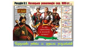 Підсумкова  робота  (за групами результатів  ГР-1,  ГР-2,  ГР-3)  з  історії  України  8 клас за Розділом 3.1. „Козацька  революція  середини  ХVІІ ст. …”  (МНП  авт. О. Пометун, Т. Ремех, Н. Гупан, Ю. Малієнко, Г. Сєрова).