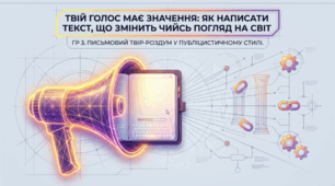 Твій голос має значення: Як написати текст, що змінить чийсь погляд на світ (ГР 3. Підсумкова робота. Письмовий твір-роздум у публіцистичному стилі з використанням сполучників підрядності (за самостійно складеним складним планом))