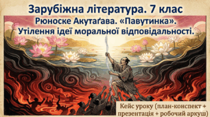 Кейс уроку (презентація + план-конспект + робочий аркуш). Рюноске Акутаґава. «Павутинка». Утілення ідеї моральної відповідальності. 7 клас.