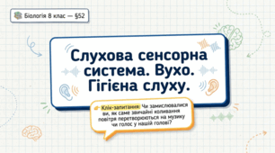 Слухова сенсорна система. Вухо. Гігієна слуху